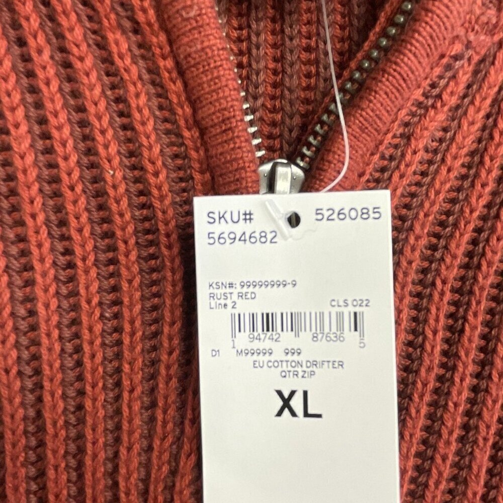 NEW Lands’ End Men’s XL Ribbed Knit Sweater Mock neck Red Rust 100% Cotton - Picture 6 of 9